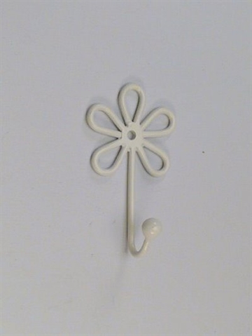 Blomst - knage, hvidlak. metal, mellemstr.