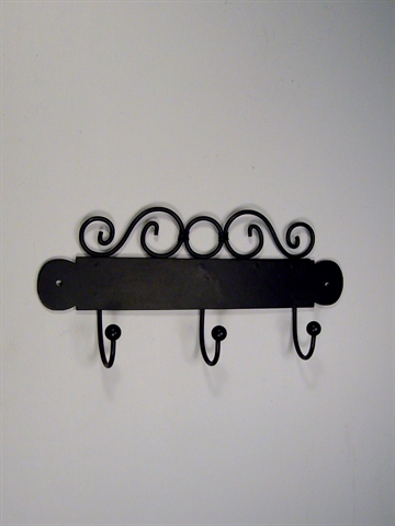 Knager�kke m. 3 kroge, metal, sort.