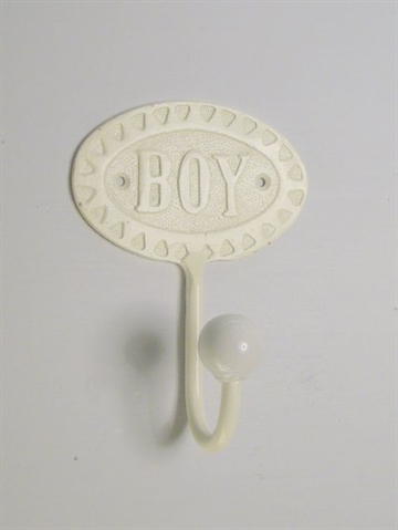 Oval "boy" knage, hvidmalet jern m. hvid porcel�nsknop.