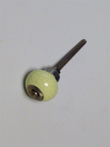 Limegr�n marmoreret porcel�nsknop m. fortinnet metal, lille.