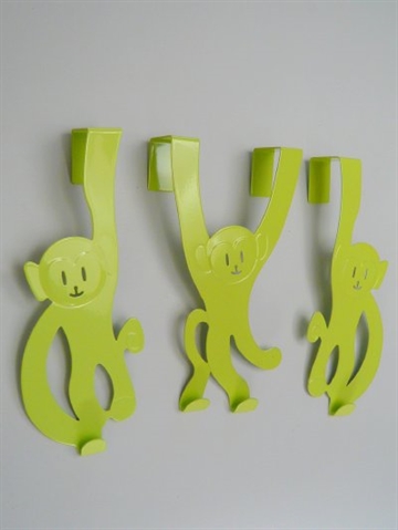 Monkey - knages�t a 3, lime emaljeret jernblik, til at h�nge over d�r.