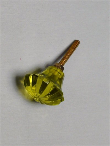 Limegr�n glasknop m. riller, mellemstor.