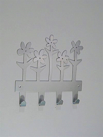 Blomster knager�kke m. 4 kroge, "Pluto design", st�l, gr�. 