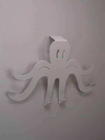 Octopus - knager�kke, hvid emaljeret jern, til at h�nge over d�r.