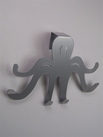 Octopus - knager�kke, s�lv emaljeret jern, til at h�nge over d�r.