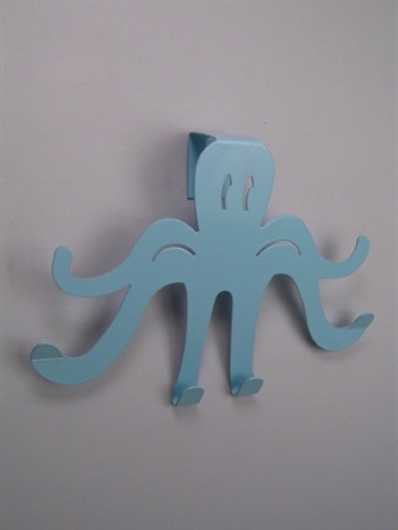 Octopus - knager�kke, bl� emaljeret jern, til at h�nge over d�r.