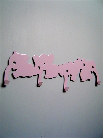 Elefant b�rneknager�kke m. 4 kroge, designet af Jette Scheib, st�l, pink.
