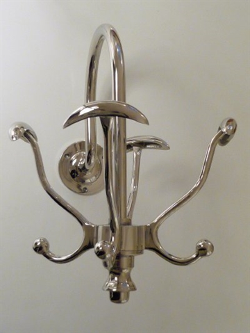 Stumtjener knage/knager�kke, drejelig, forkromet metal.