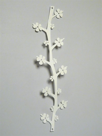 Gren med blomster - knager�kke, metal, hvid - ( ikke egnet til tungt overt�j ).