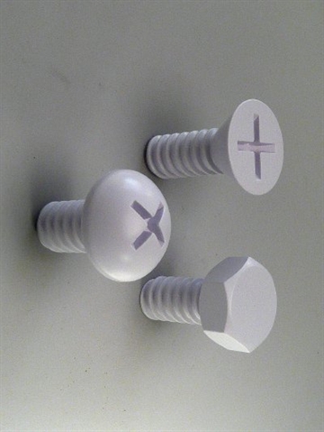 Screw - knages�t, Oner design, hvid h�rd plast - ( incl. monteringsvejledning, skruer og plugs ). 