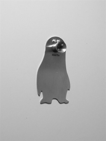 Who? me! pinguin - knage, design Trine Mervig, mat b�rstet st�l - ( incl. skrue og plug ).
