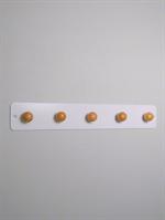 Knager�kke m. 5 natur tr�knopper, hvidlak. jernplade, lille - ( incl. skruer og plugs ). 