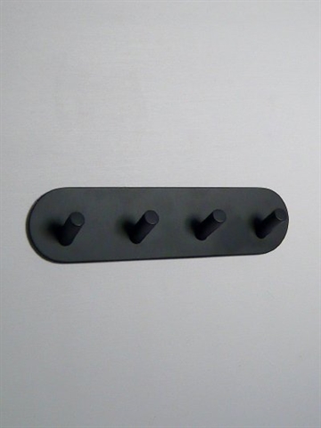 BB design - oval knager�kke m. 4 kroge, metal, silkemat sort, st�rkt selvkl�bende. 