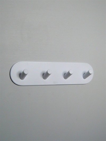 BB design - oval knager�kke m. 4 kroge, metal, silkemat hvid, st�rkt selvkl�bende. 