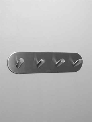 BB design - oval knager�kke m. 4 kroge, mat b�rstet krom, st�rkt selvkl�bende. 