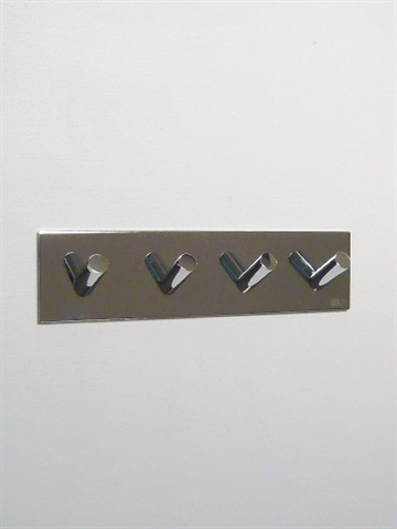 BB design -  firkantet knager�kke m. 4 kroge, metal, blank krom, st�rkt selvkl�bende. 