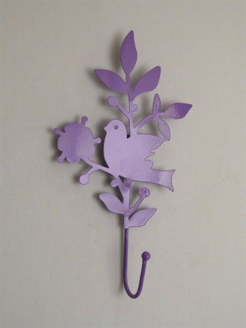 Fugl p� blomstergren, jernblik, lilla.