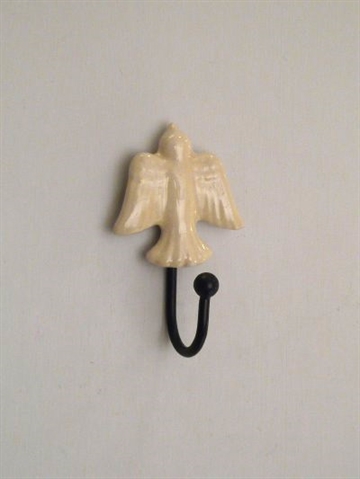 Flyvende fugl knage, porcel�n m. kraftig krog, cremehvid ( monteringsbeslag p� bagsiden ).