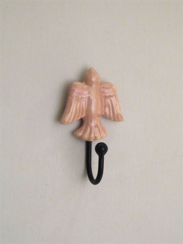 Flyvende fugl knage, porcel�n m. kraftig krog, rosa ( monteringsbeslag p� bagsiden ).