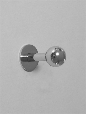 Knageknop fra Studio design m. lang hals, plade og fast skrue, blank forkromet st�l.