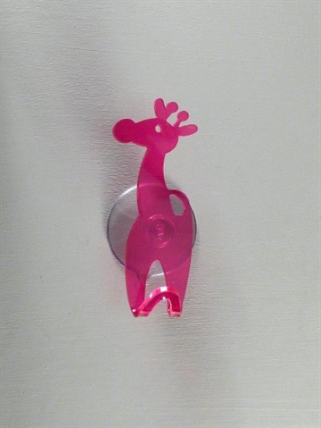 Giraf sugekop knage, pink, st�rk akryl.