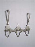 PEEL - h�nge over d�r knager�kke m. 3 kroge, design William Harvey, mat b�rstet st�l.