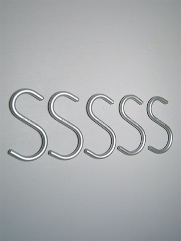 Extra alu. krogs�t, 5 stk silkemat s�lv til So - hooked knager�kken.