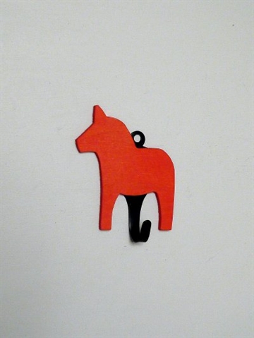 Dalarhest knage, svensk design, tr� m. jernkrog, orange.