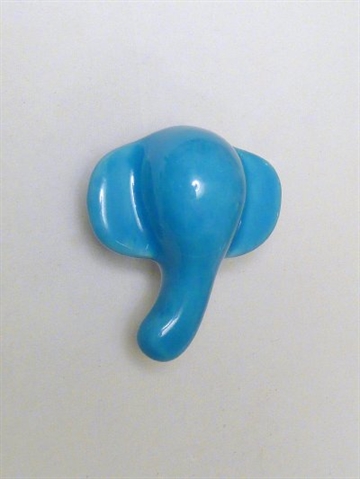 Elefant porcel�nsknop, bl�.