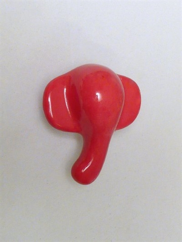 Elefant porcel�nsknop, r�d.