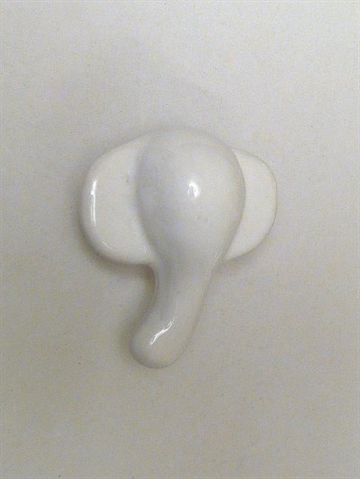 Elefant porcel�nsknop, hvid.