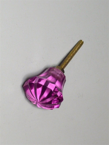 R�dlilla glasknop m. riller, mellemstor.