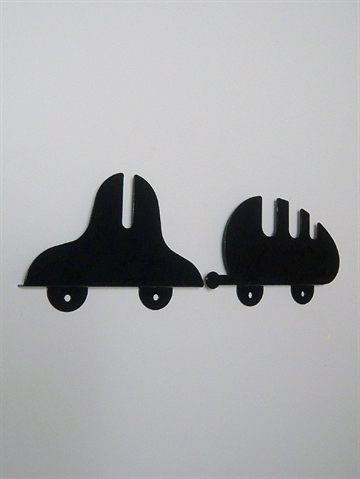 Car + Caravan todelt knager�kke, design Malin Lundmark, sortlakeret jern.