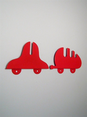Car + Caravan todelt knager�kke, design Malin Lundmark, r�dlakeret jern.