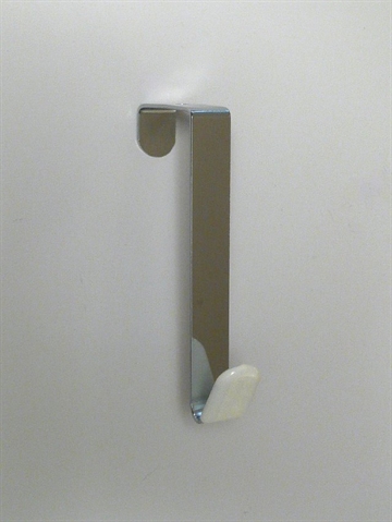 H�nge over d�r enkeltknage m. hvid gummispids, blank krom.