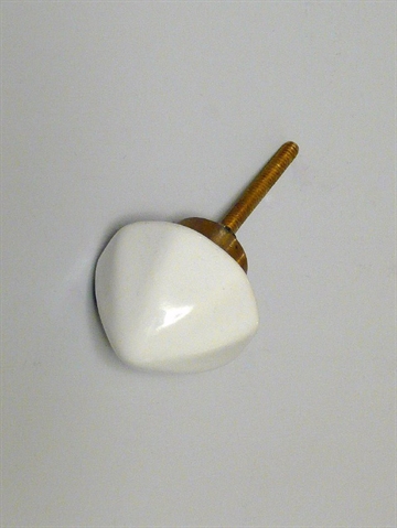 Hvid porcel�nsknop m. paraplyfacon og forgyldt metal, stor.
