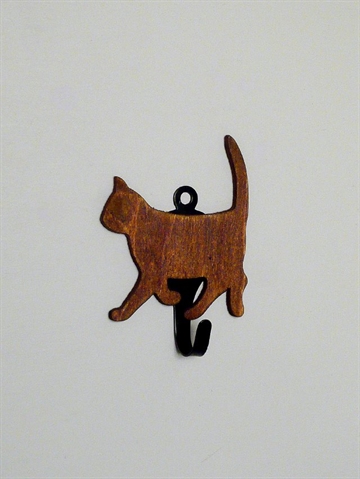 Katte knage, brun tr� m. sort metalkrog, lille.