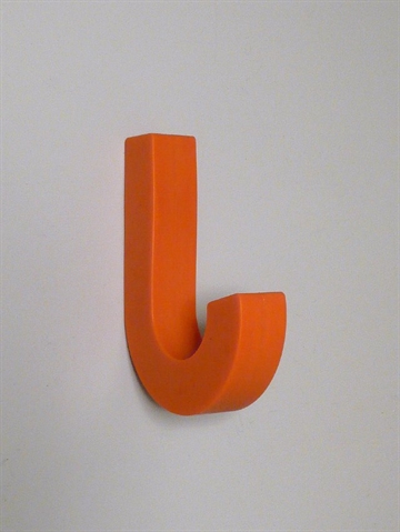 Gum hook, orange silikoneknage, design Gaku Otomo, m. indlagt oph�ngsbeslag p� bagsiden, incl. skruer  - ( ogs� egnet til overt�j ).
