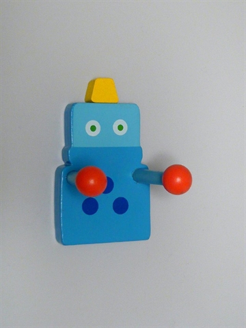 Robot knage, malet tr�, bl� - oph�ngsbeslag p� bagsiden. 