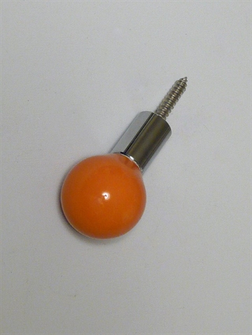 Orange kugle porcel�nsknage m. forkromet st�lhals ( til b�jle ) og skrue - EGNET TIL V�G.