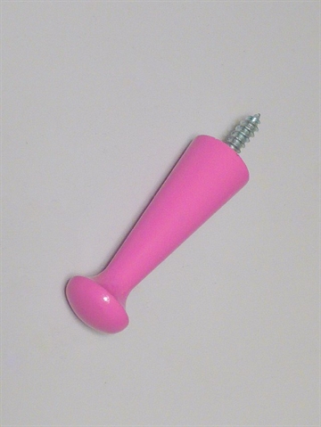 Pink lakeret tr�knop knage m. fast skrue, Anna F. design - EGNET TIL V�G.