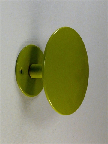 Uno hook, hv�lvet knop knage m. hals til b�jler, olivengr�n lakeret metal, stor - ( inkl. skruer og plugs ).