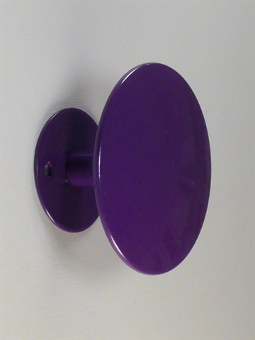 Uno hook, hv�lvet knop knage m. hals til b�jler, lilla lakeret metal, stor - ( inkl. skruer og plugs ).
