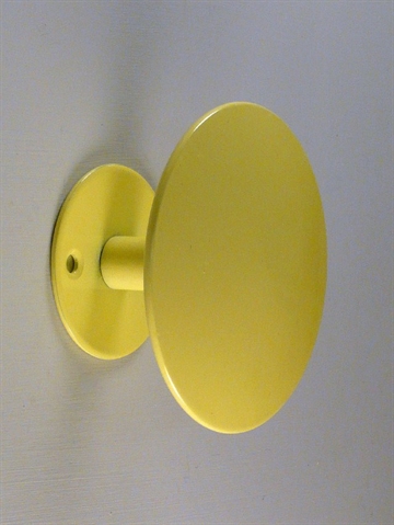 Uno hook, hv�lvet knop knage m. hals til b�jler, gul lakeret metal, stor - ( inkl. skruer og plugs ).