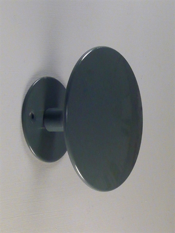 Uno hook, hv�lvet knop knage m. hals til b�jler, gr� lakeret metal, stor - ( inkl. skruer og plugs ).