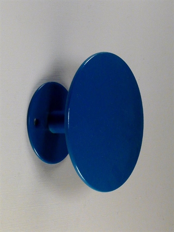 Uno hook, hv�lvet knop knage m. hals til b�jler, petroliumsbl� lakeret metal, stor - ( inkl. skruer og plugs ).
