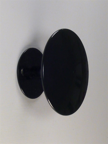 Uno hook, hv�lvet knop knage m. hals til b�jler, sort lakeret metal, stor - ( inkl. skruer og plugs ).