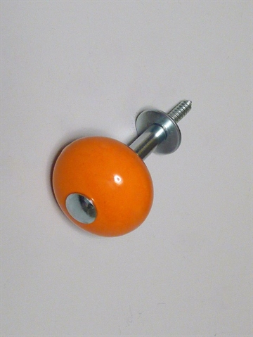 Orange porcel�nsknop knage m. forkromet skrue og st�lhals til b�jler - EGNET TIL V�G.