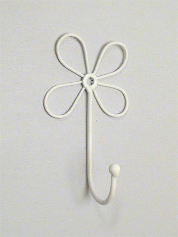Blomst knage, hvidlak. metal, stor.