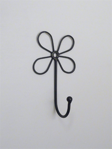 Blomst knage, sortlak. metal, mellemstr.